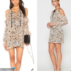 Joie Silk Amorita Cold Shoulder Long Sleeved Dress in Caviar Size Small